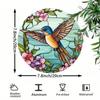 Metal Wall Art Hummingbird Flowers Poster, Aluminium 7.8x7.8 Inch for Living Room
