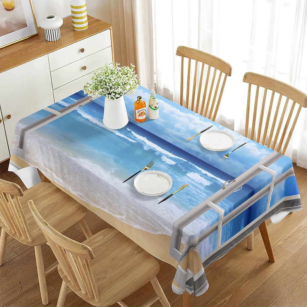 Scenery Outside The Window Tablecloth Beautiful Landscape Rectangular Table Cover for Coffee Table Dining Room Kitchen Decor