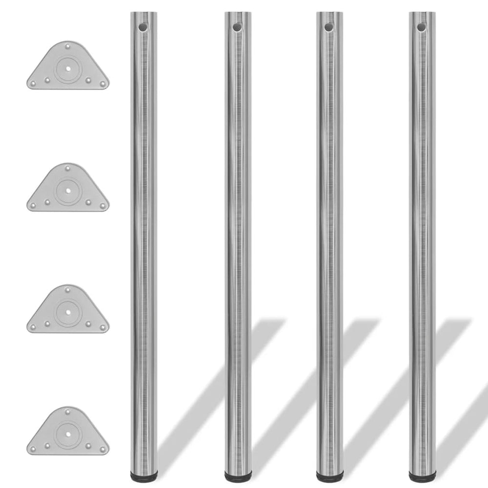 4 pieds de table réglables en hauteur 1100 mm Nickel brossé