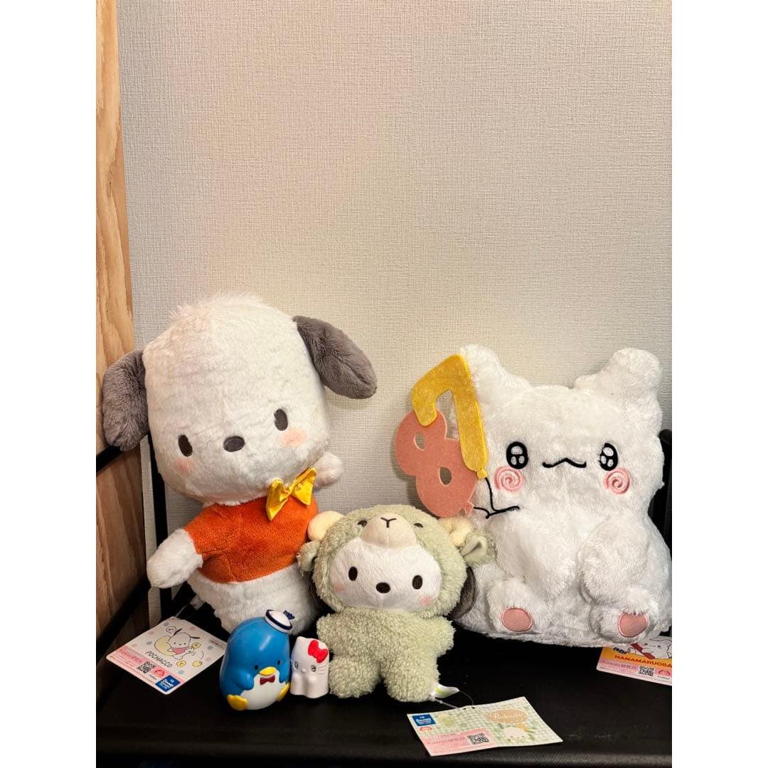 [Many with tags] Sanrio stuffed toys 5-piece set Pochacco Hanamaru ghost and more