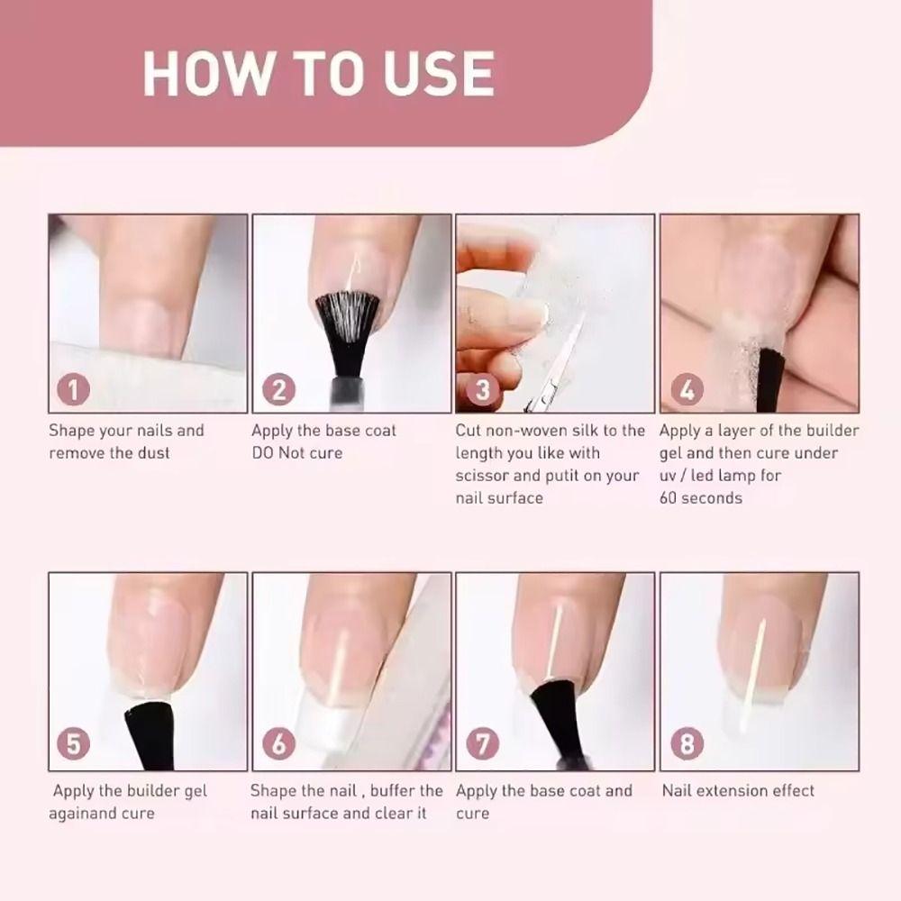 50Pcs Durable Non-woven Silk Fiberglass Nail Extension Manicure Build Acrylic Form Wrap UV Gel French 8x4cm Glass Fiber Paper
