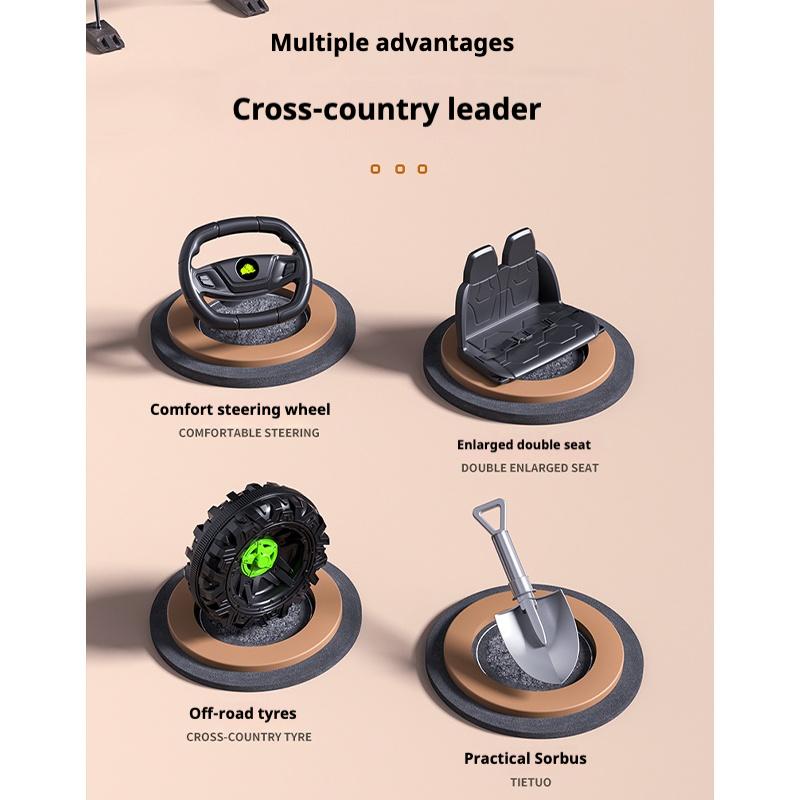 Çocuklar için elektrikli dört tekerlekli arazi uzaktan kumandalı çift sürüşlü oyuncak bebek arabası Bluetooth Müzik LED Işıkları 3 mod