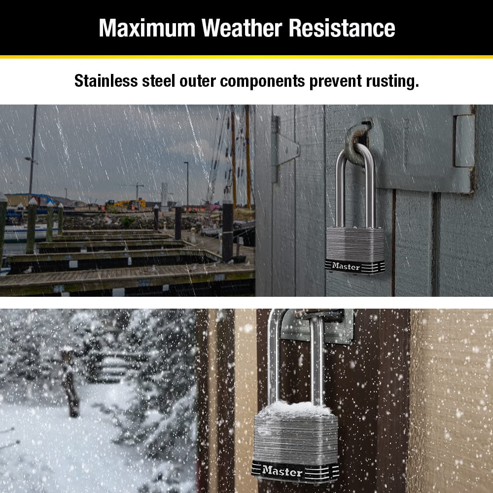 Master Lock 5SSKADLJ Stainless Steel 51mm 64mm Inner Padlock, Keyed, Outdoor, Weatherproof, Rustproof, Wide, Diameter, Anti-Theft