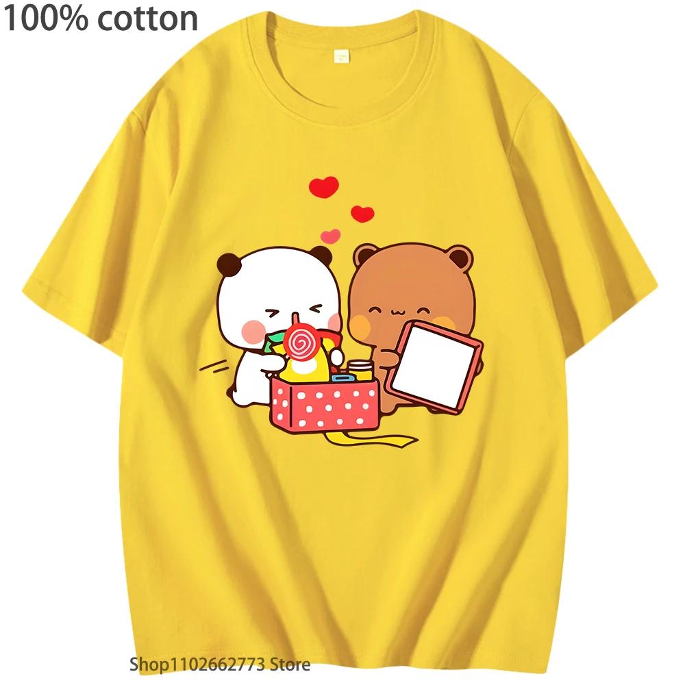 

Милі Футболки Dudu та Bubu Персиковий та Goma Mochi Ведмедик Пара Футболка Дівчата Каваї Ведмедик Панда Топи Футболка Жінки Чоловіки Одяг 3XL