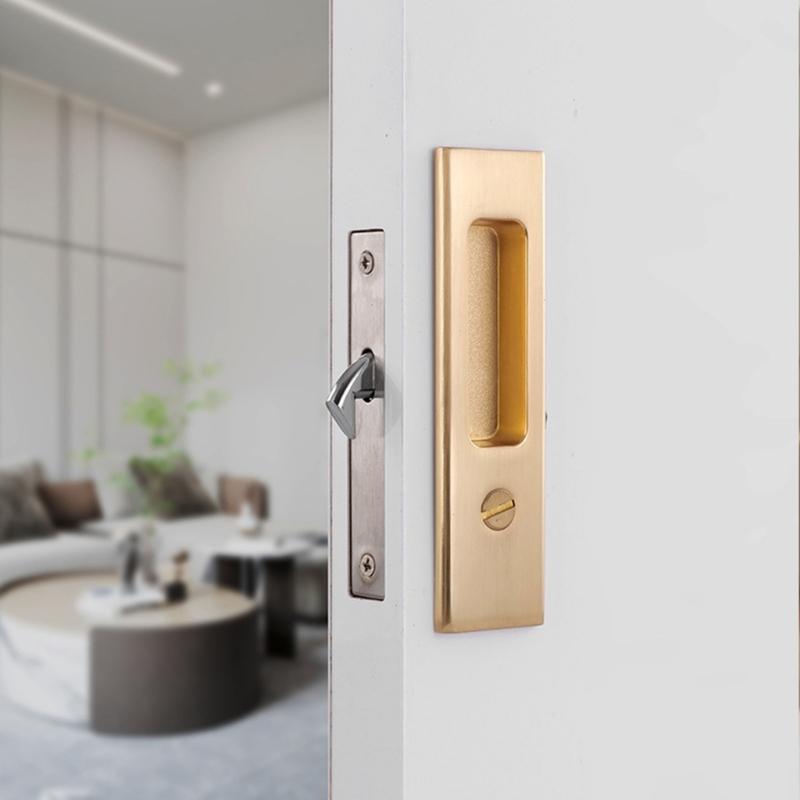 Concealed Sliding Door Lock Recessed Installation Metal Locking Mechanism for Indoor Outdoor Use Bathroom Balcony
