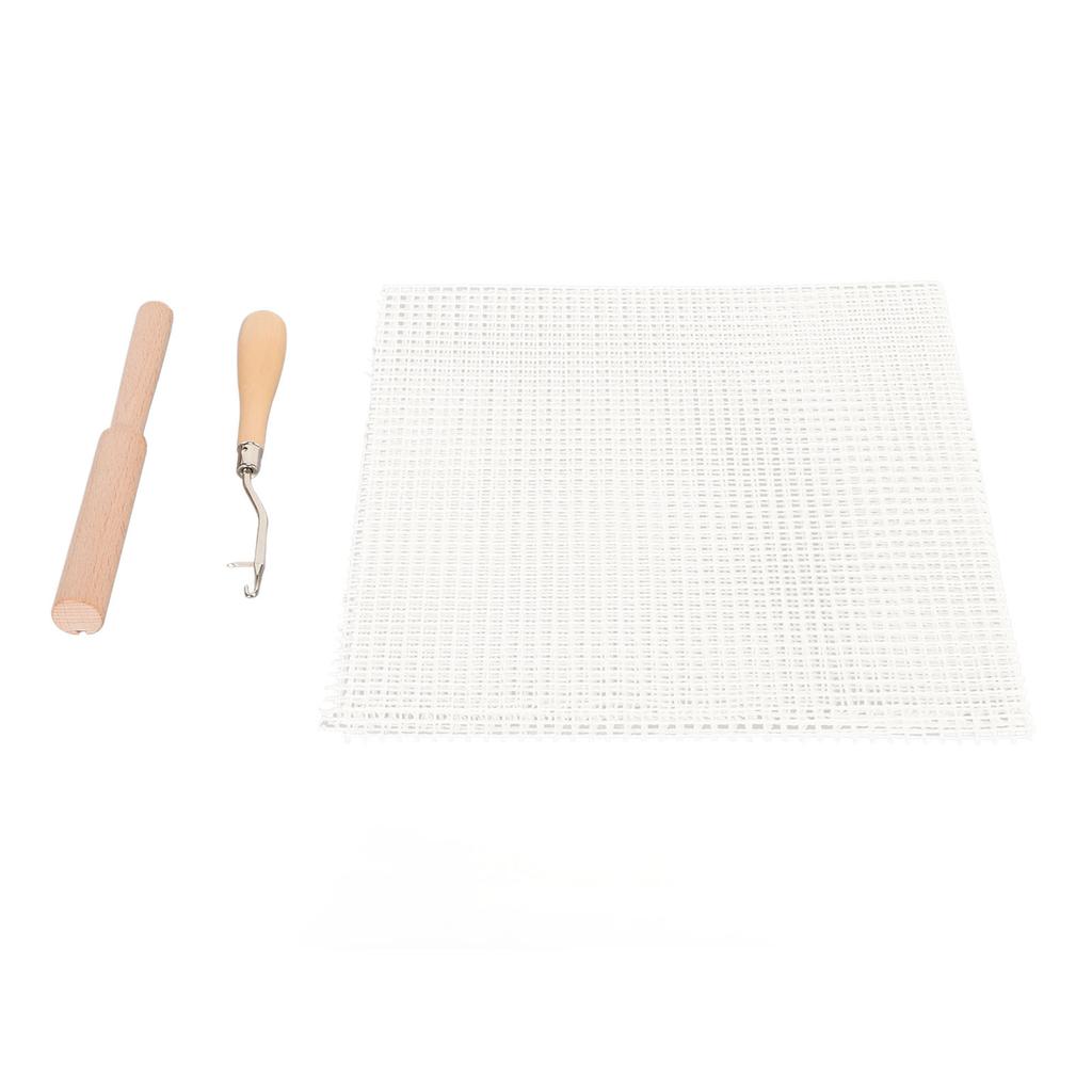Latch Hook Tool Kit Blank Rug Hooking Mesh Canvas Wood Handle Crochet Hook for Carpet Tapestry