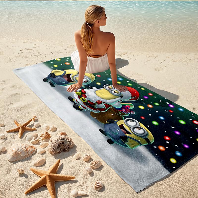 1Pc Minions Christmas Adventure Beach Towel Quick Dry Multiuse For Beach Pool Gym Yoga Home Travel Christmas Halloween Xmas Gift S1220