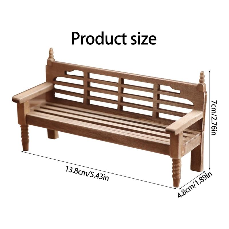 Realistic Wooden Dollhouses Chair 1/12 Scale Miniature Furniture Model Figurine For Park Scene Decoration Craft Project