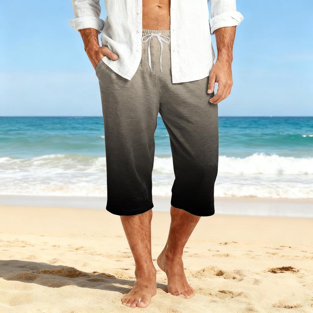 Men's Casual Drawstring Cropped Shorts