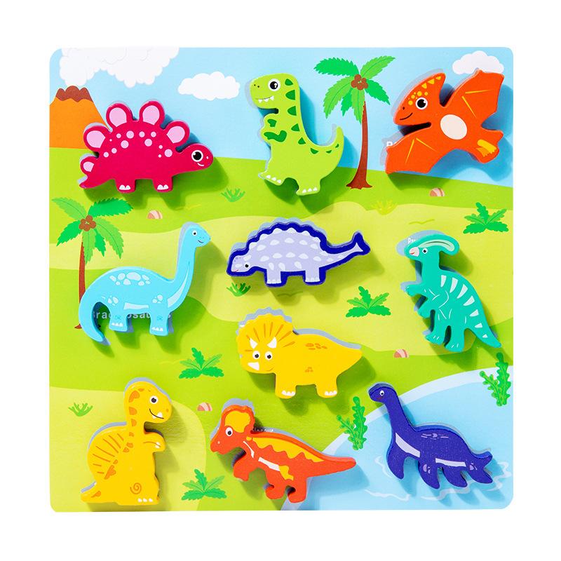 Wooden Children'S Early Education Puzzle Creative Velcro Three-Dimensional Puzzle Building Block Car Animal Puzzle