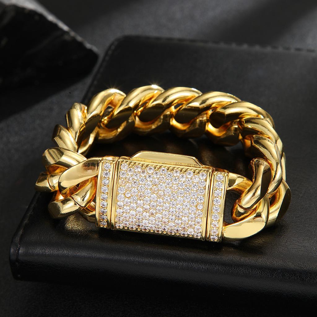 Fashion European and American Trendy Flip Buckle Miami 12MM Bracelet Necklace Chain