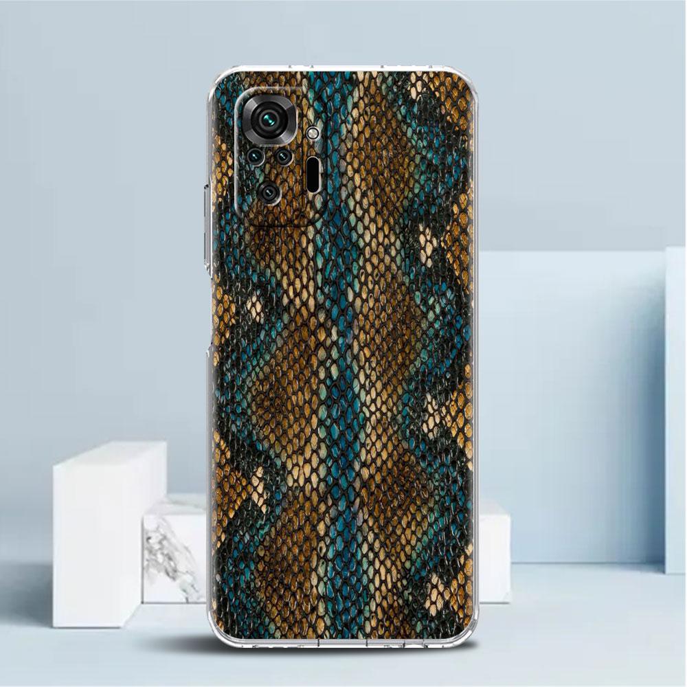Snake Skin Print Case For Xiaomi Redmi Note 11 Pro 10 9 9S 8 8T 7 9A 9C 9T 10 10C K40 Clear TPU Soft Phone Cover