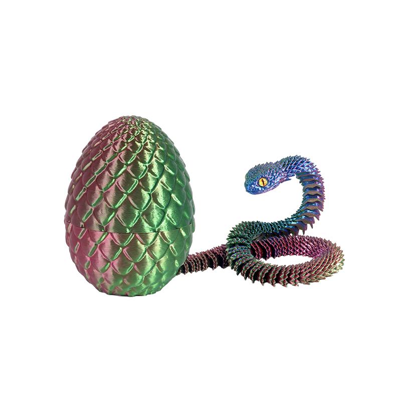 30cm 3D Printed Snake With 8.5cm Egg Mobility Simulate Snake Ornament Cool Funny Figurine For Home Office Desktop Home Decor
