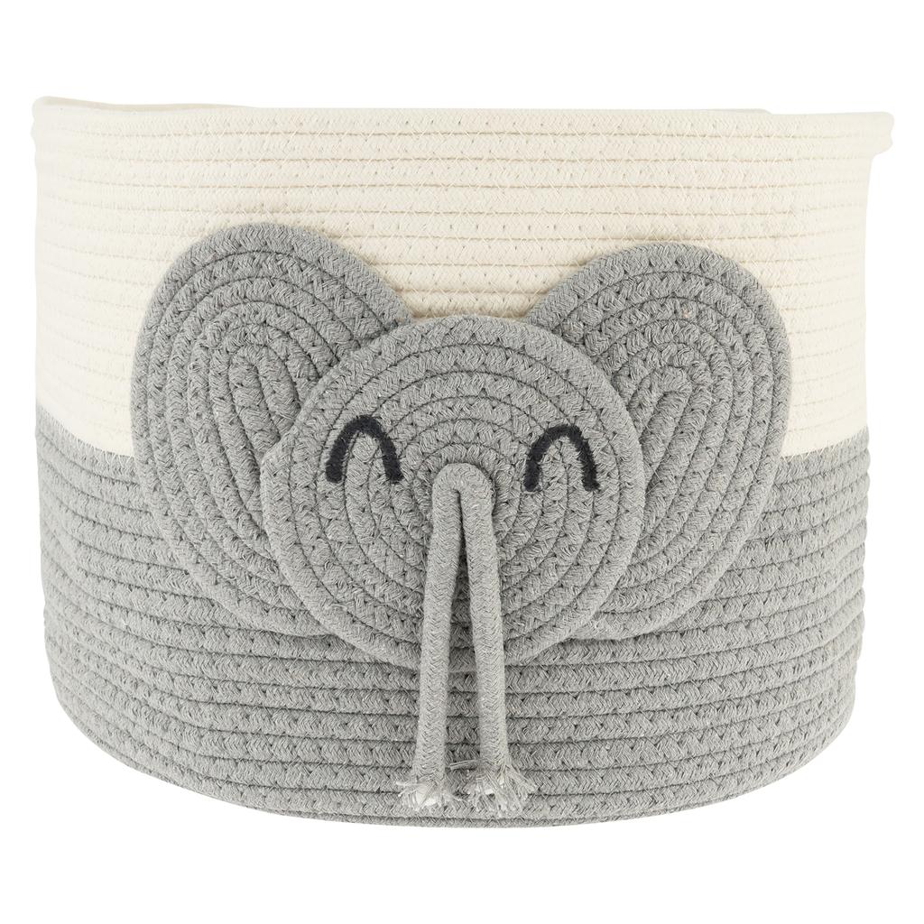 Elephants Cotton Rope Storage Basket Cute Baby Laundry Basket Versatile Safe Cotton Rope Toy Storage Basket for Home