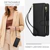Crossbody Lanyard Leather Phone Case for Samsung Galaxy Z Fold 3 4 5 6 7 with Wristband Wallet Card Holder Protective Cover