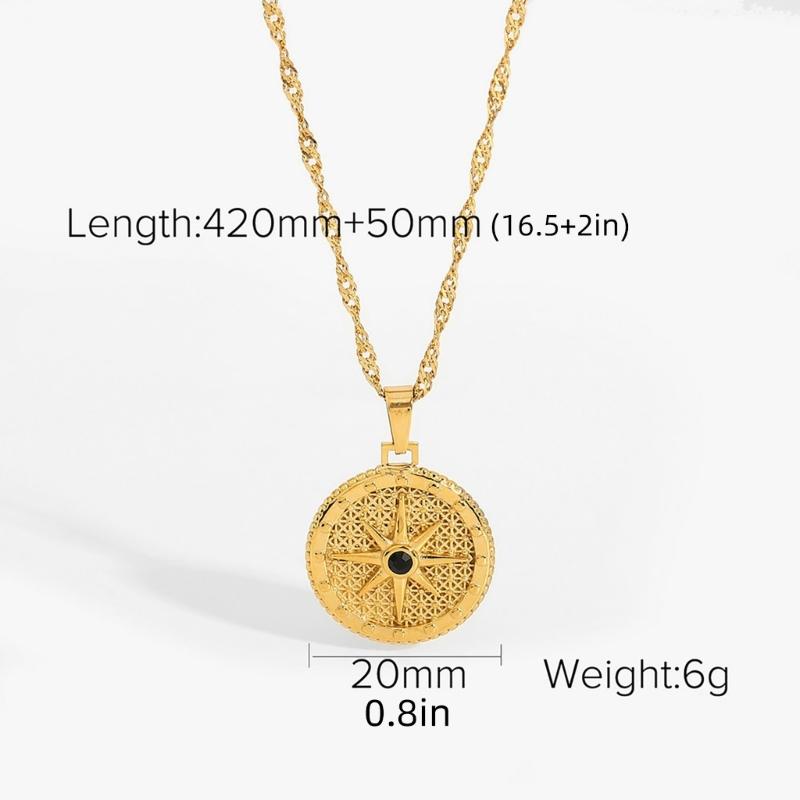 Stainless Steel Pendant Necklace Cubic Zirconia Charm Neckchain Unisex Clavicle Chain Gold Plated Waterproof Jewelry