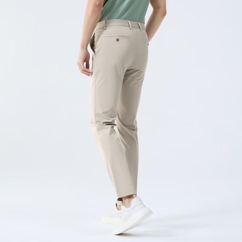 

Qipai Men s Cooling Nylon Blend Straight-Leg Business Casual Trousers 32