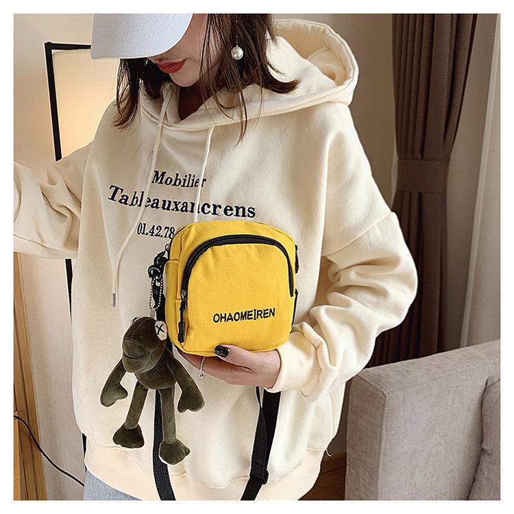 Japanese Style Canvas Shoulder Bag for Women Mini Crossbody Purse Simple Street Style Handbag KTB