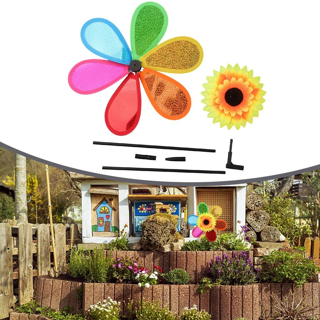 1PCS Sunflower Windmill Colorful Sequins Windmill Home Outdoor Garden Camping Picnic Home Garden Decoration