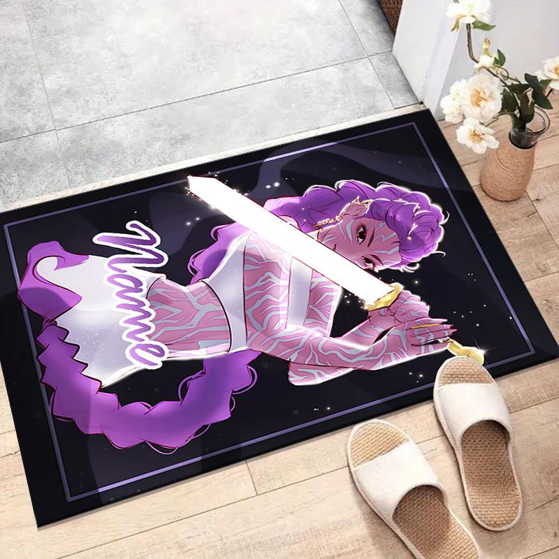 Custom KPop Demon Hunters Mat Personalized Name, Polyester Washable Indoor Entryway Rug, Gift for Christmas, Easter, Thanksgiving Day