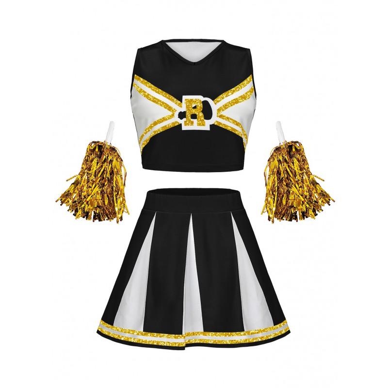 Cheerleading Performance Set Women Gymnastics Stage Outfit Milk Fabric S-XL Black Navy 2025