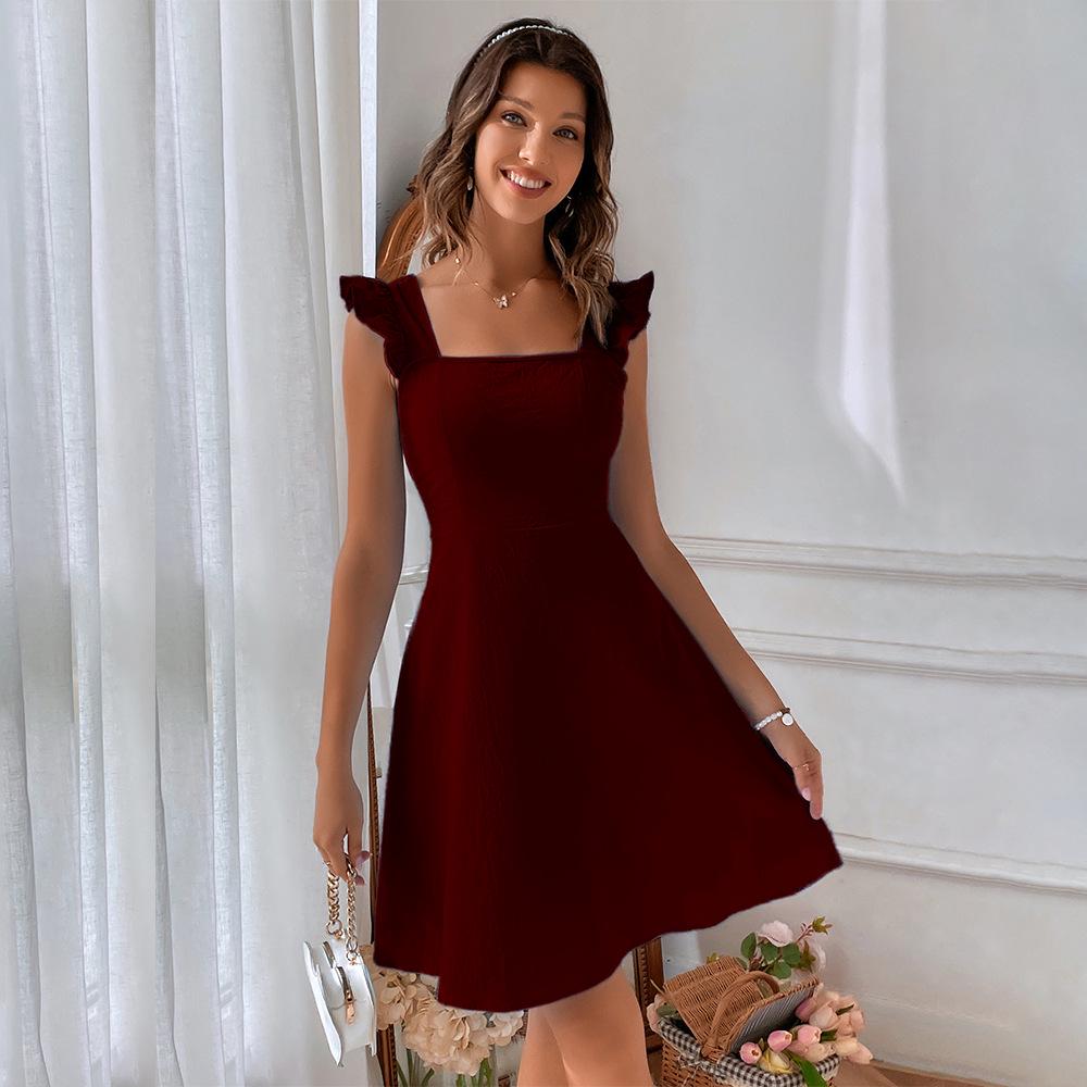 2024 Cross-Border European & American Women's Pastoral Style Suspender Dress: Short, Sweet, Versatile for Commute, Vacation, or Beach.