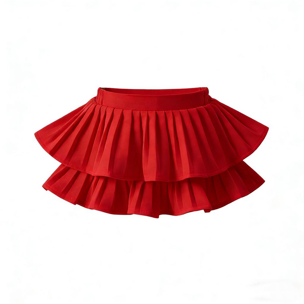 School Girls Dance Layered Tutu Skirt Elastic Waist Pleated Skirt Kids Performance Daily Wear Casual Party Outfit Ruffle Skirts