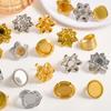 1/6 Stück Edelstahl Übertrieben Yoga Klobig Blume des Lebens Lotus Offener Ring Unregelmäßige Basis Cabochons Gehämmert Ringe Schmuck