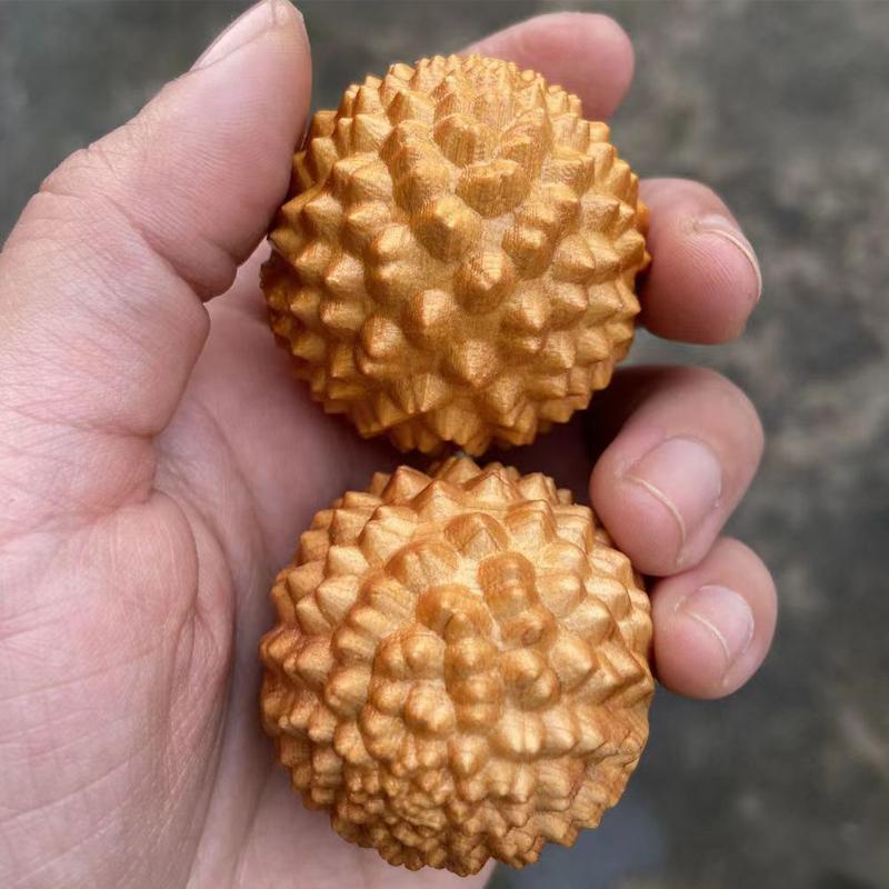 Spielzeug Holz Massageball Paar Durian-förmig Handroller Sensorisch Autismus ADHS Angst Stressabbau Geschenke für Erwachsene Jugendliche