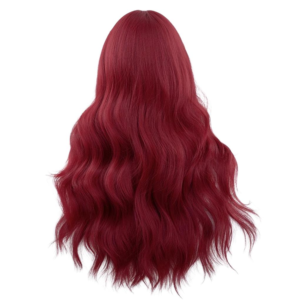 Jk Style Lolita Full Wig with Bangs Mera Red Water Wave Synthetic Fiber for Cosplay Costume
