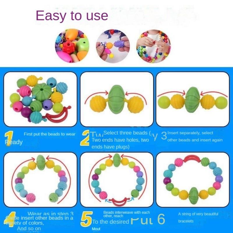 DIY Pop Perlen Mädchen Spielzeug Kreativität PopArty Perlen Zusammensteckbar für Kinder Basteln Kinder Armband Schmuck Mode Set Spielzeug für Mädchen