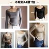 Womens Round Neck Long Sleeve T-Shirt Slim Fit With Side Slit Hem Cotton Blend Casual Top
