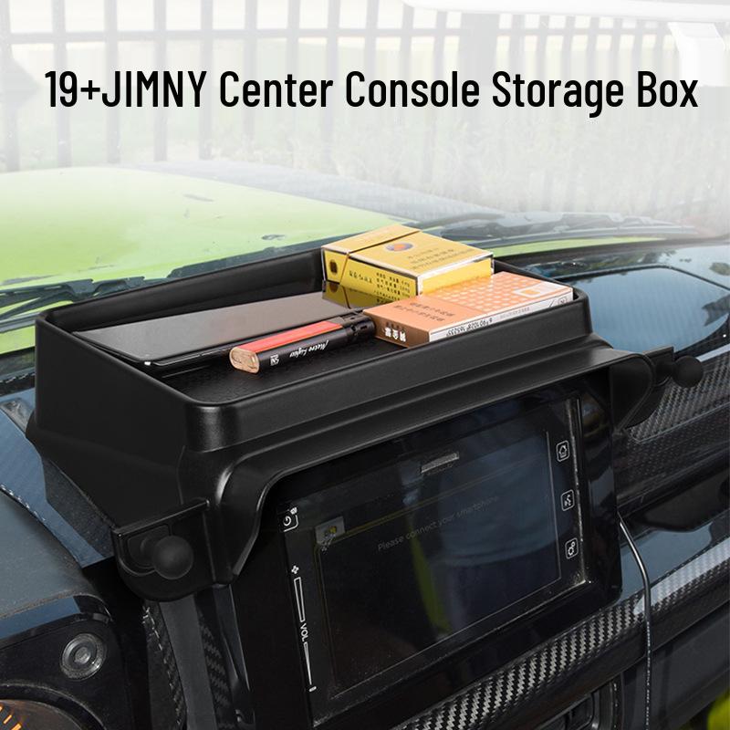 Compatible with 22 Jimny models, this JB64/JB74 storage box features a dual 17mm ball head bracket and wireless phone charging.
