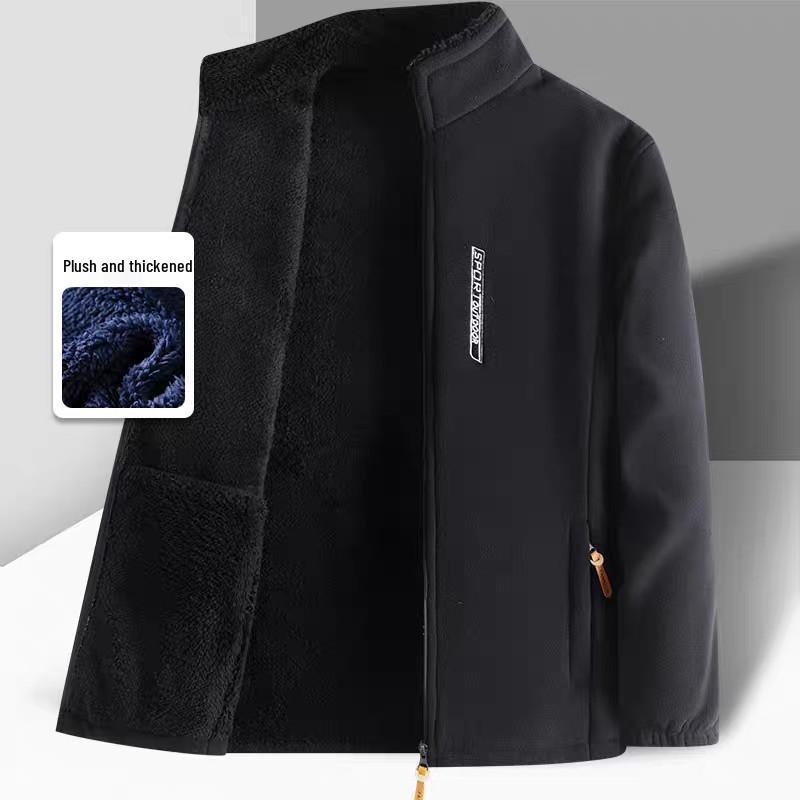 Men's Thickened Lambswool Fleece Cardigan Jacket for Autumn and Winter