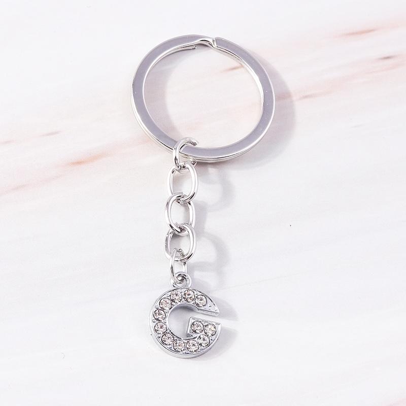 Fashion Initial 26 Letters A-Z Alphabet Keychain Rhinestone Key Ring Pendants for Car Key Bag Decor Charms DIY Accessories