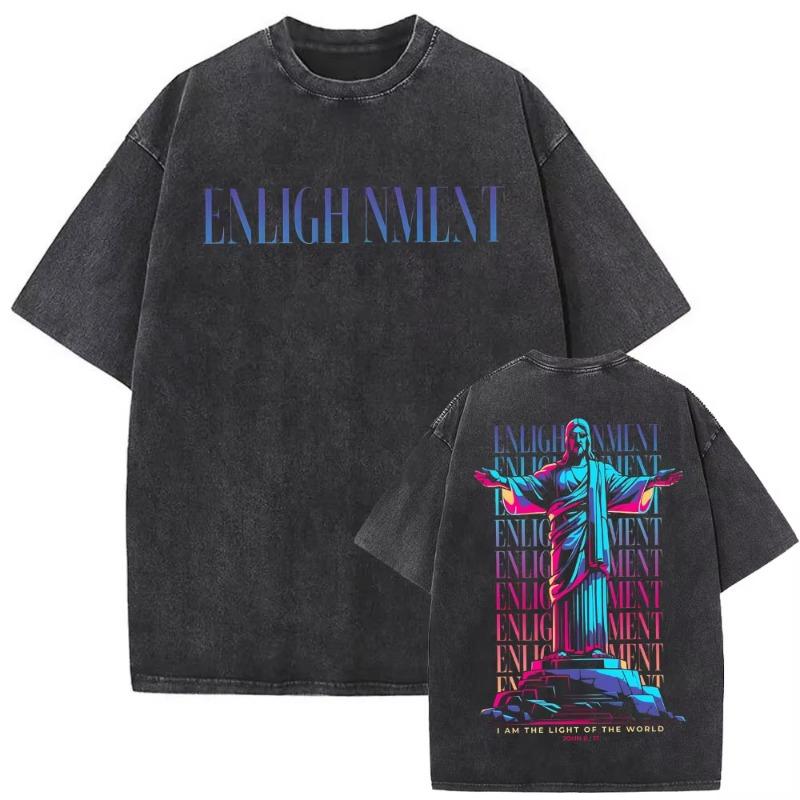 Christian Religious Series Jesus Vintage Washed T-shirt Men Women Gothic Rock Oversized Short Sleeve T Shirts Hip Hop Streetwear