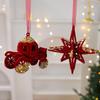 Wine Red Christmas Tree Pendant Glitter Bow Flocking Xmas Tree Pendant Knot Girl Butterfly Dragonfly Christmas Decorations