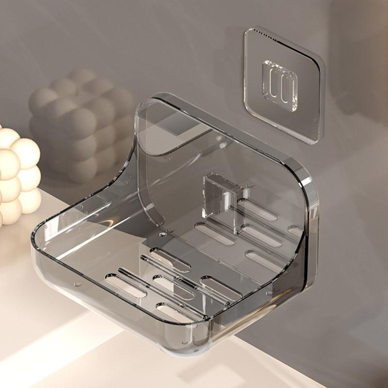 2Pcs Clearly plastic Soap Dish Modern Waterproof Soap Holder Easy Installation Bathroom Essential Shelf Kitchen Friendly