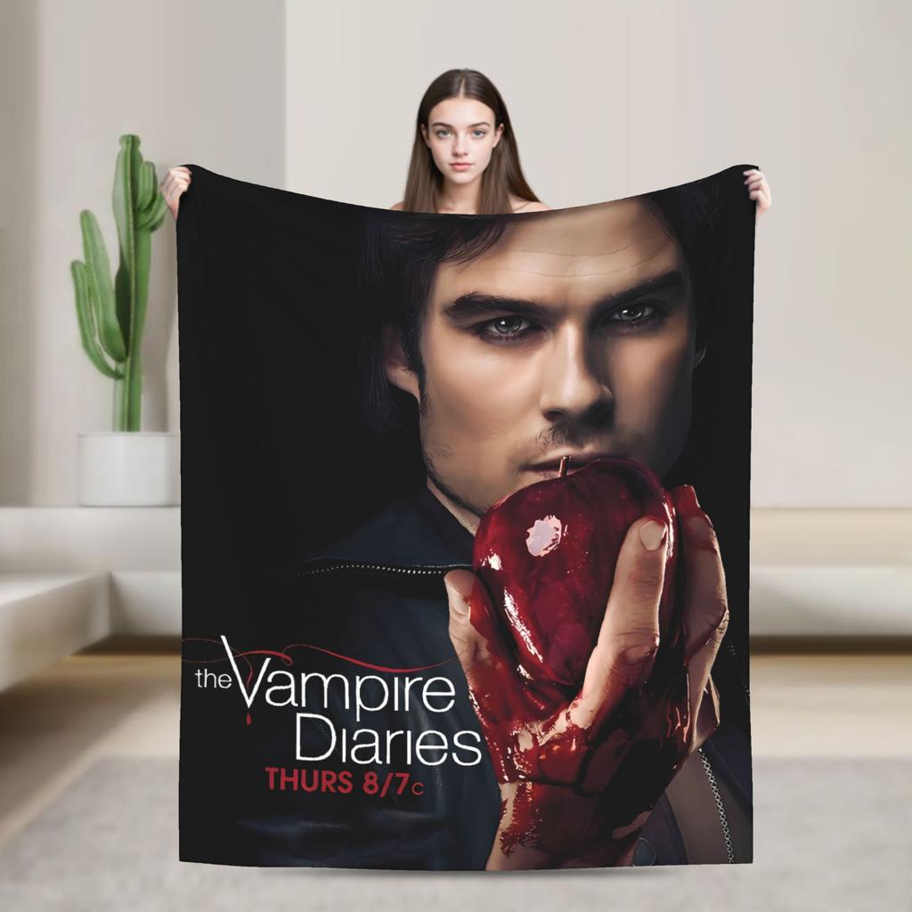 V-Vampire Diaries  Blanket Quality Warm Soft  Throw Blanket Winter Kids Adult Couch Chair Sofa Bed Funny Bedspread