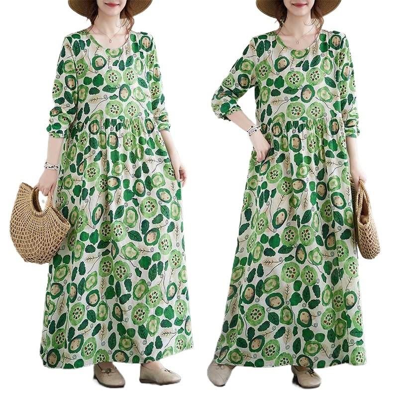 Round Neck Vintage Long Flesh Covering Dresses