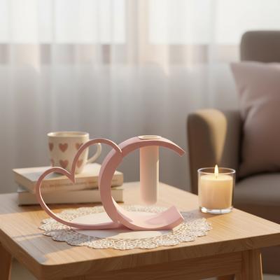 3D Printed Pink Heart Shaped Vase for Home Decorative Flowerpot Romantic Hollow Love Design Floral Container Desktop Ornaments