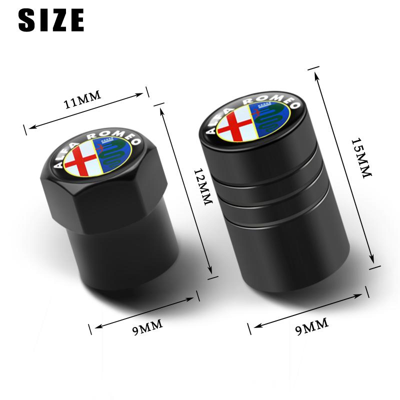4Pcs Car Wheel Tire Valve Stem Cap Airdust Waterproof Cover For Alfa Romeo Sportiva 156 Stelvio Giulia Giulietta 147 159 GT rvcr43