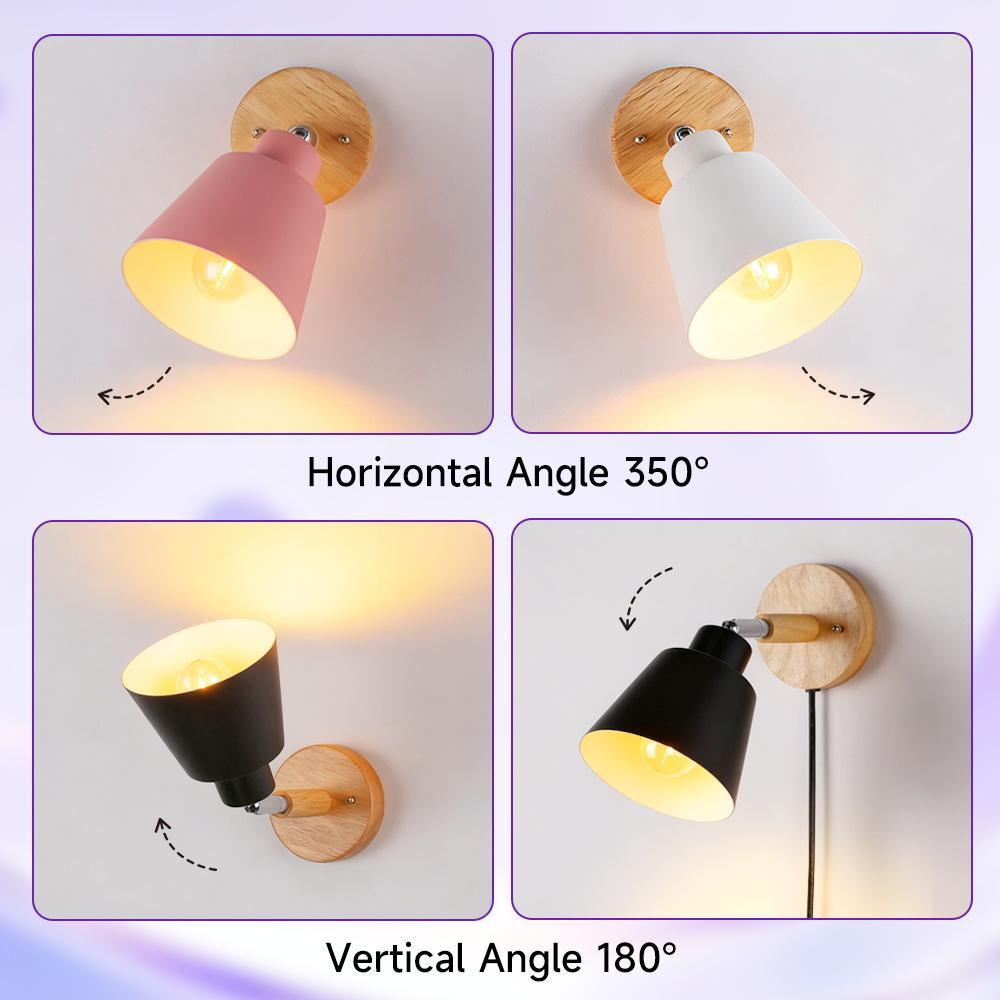 LED Wall Light E27 Bulb Replaceable 85-265V 3 Color Wall Lamp Bedside Light Living Room Bedroom Wall Sconce Decor Lighting