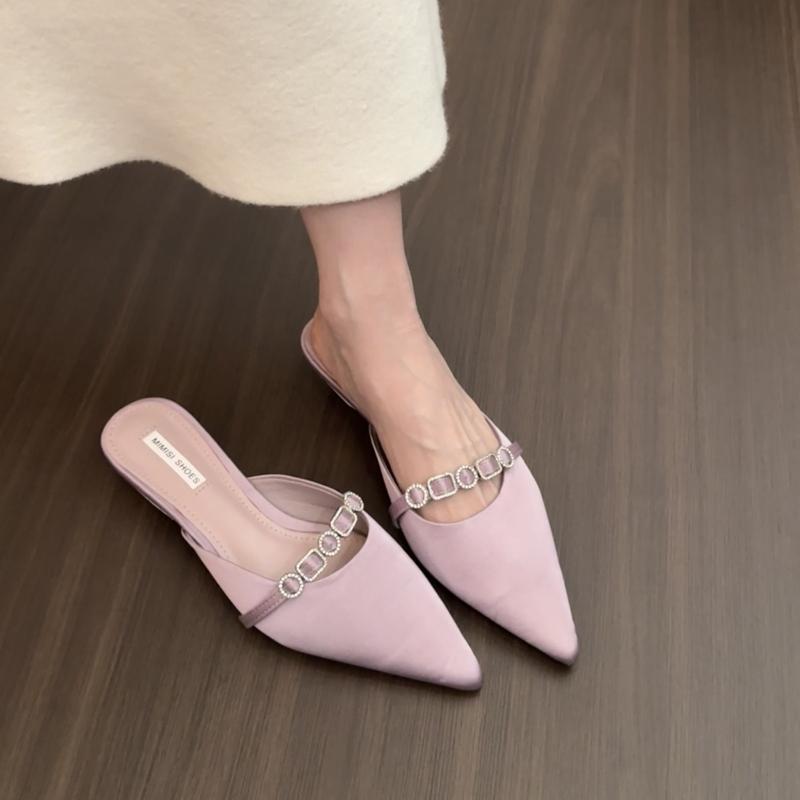 Fashion Summer Fashion Crystal Mules Women Slippers Casual Dress Street Style Slides Ladies Cover Toe Slip On Shoes