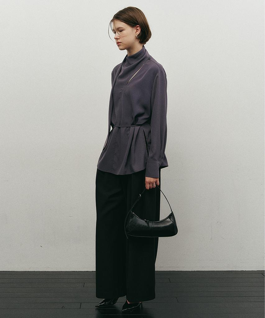 MAKE A TOAST Wool High-Waisted Belted Wide Pants Black Mbefpa003Bk