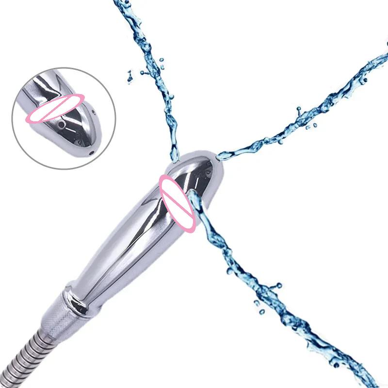 Metal Steel Douche Enema Syringe Anal Shower Head Beads Anal Cleaning Kit Butt Plug Attachment Nozzle Tip Gay Sex Toy Man Woman