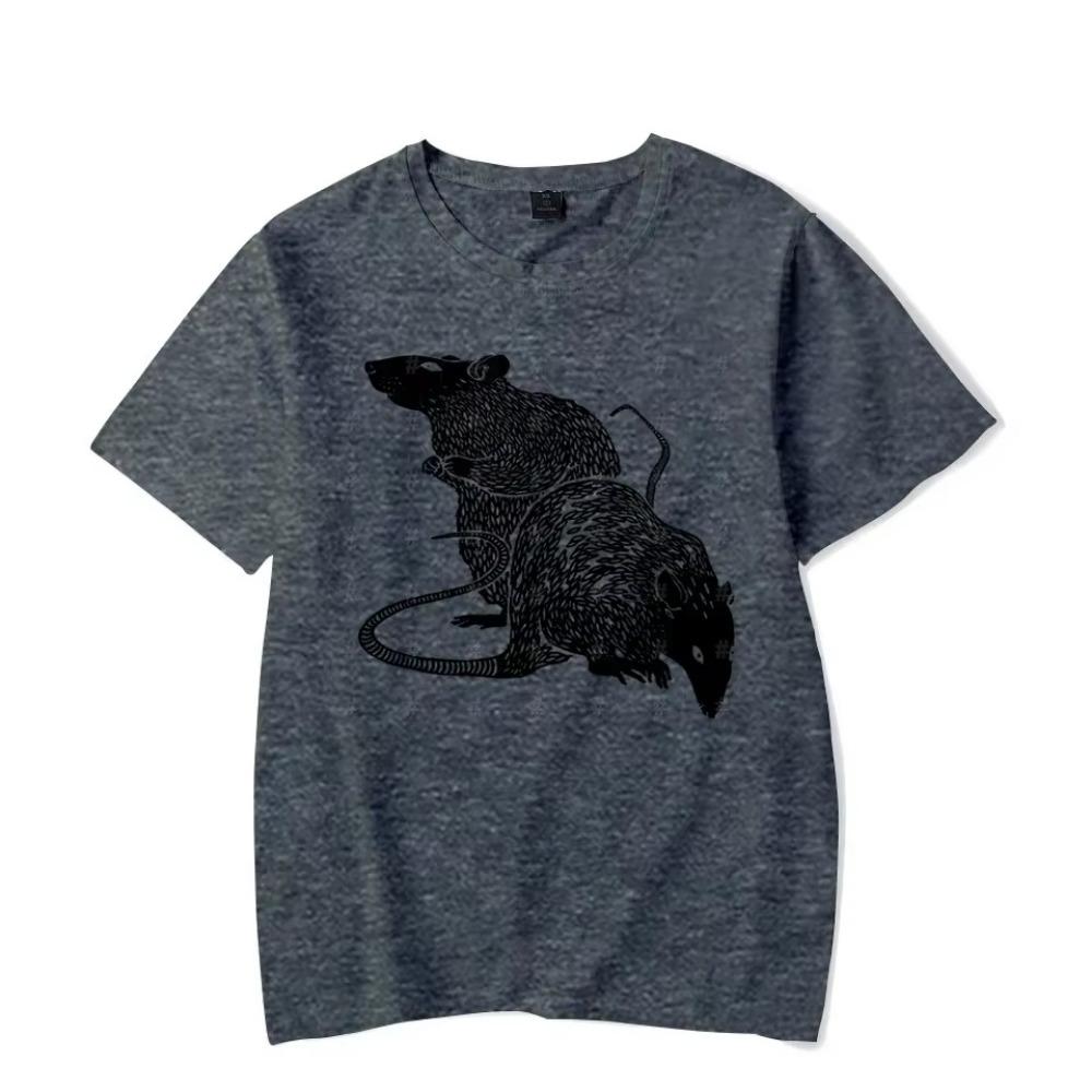 Y2K Korean Men Streetwear Rat Graphic T-shirts Harajuku Clothes Short Sleeve T-Shirts Grunge Aesthetics Oversized Tops Clothes