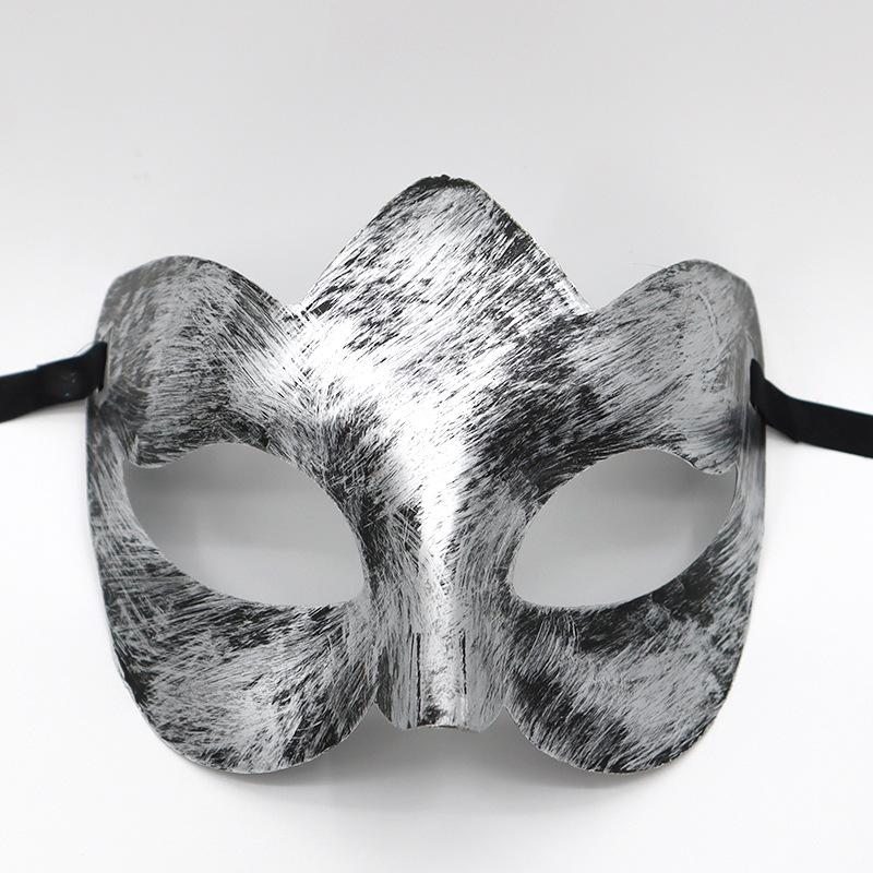 Halloween Horror Ball Party Mask Retro Jazz Flat Head Antique Half Face Bar Cosplay Decoration Props Men and Women Gold Silver