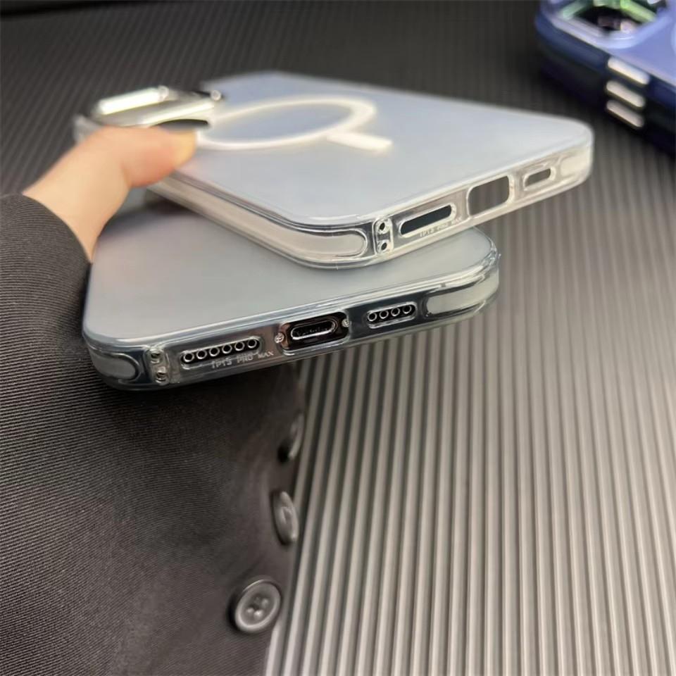 Ultra Thin Transparent Hard PC Magnetic Phone Case For iPhone 15 14 13 12 11 Pro Max 15 Plus For Magsafe Wireless Charge Cover