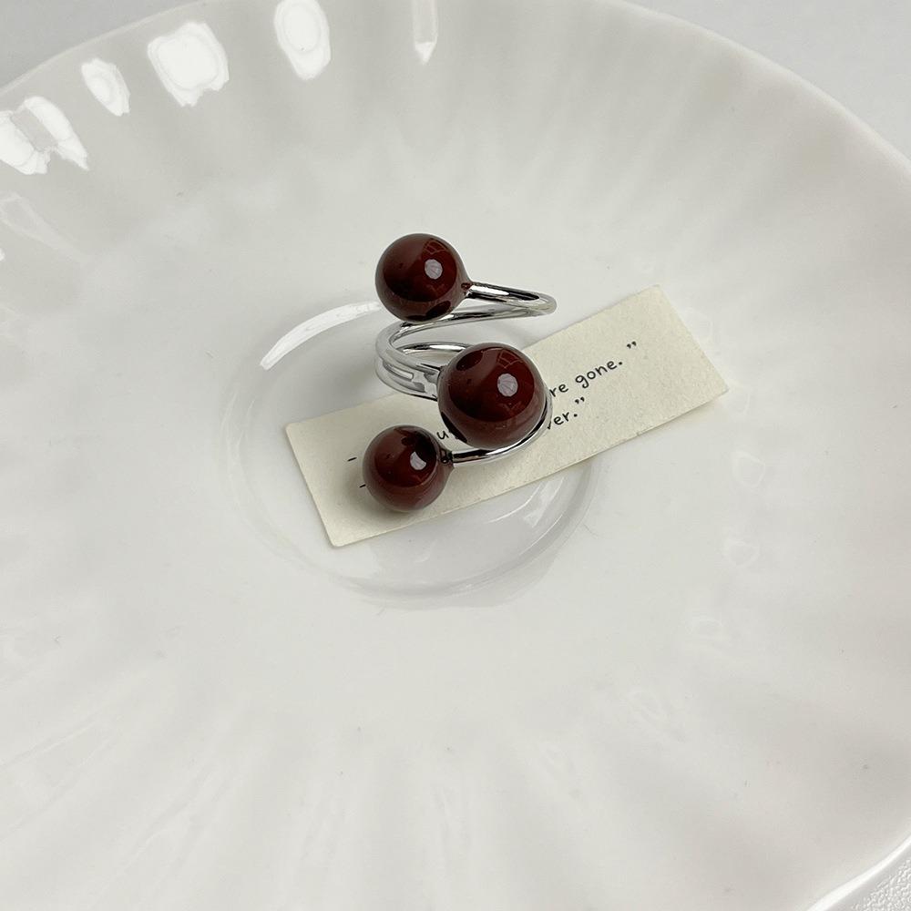Imitation Opening Rings Chocolate Color Exaggerated Ring Elegant Pearl Rings  Women